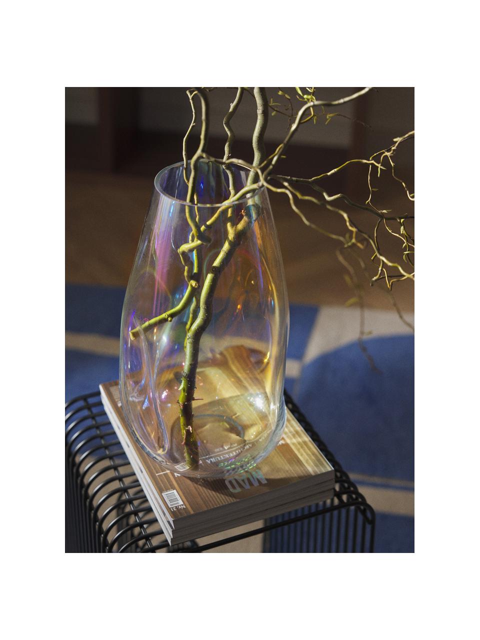 Große mundgeblasene Glas-Vase Rainbow, H 35 cm, Glas, mundgeblasen, Transparent, irisierend, Ø 20 x H 35 cm