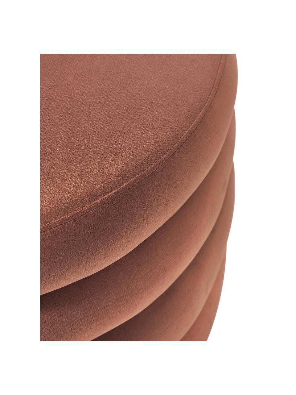 Puf grande de terciopelo Alto, con espacio de almacenamiento, Tapizado: terciopelo (100% poliéste, Estructura: madera de pino maciza, ma, Terciopelo marrón, Ø 69 x Al 44 cm