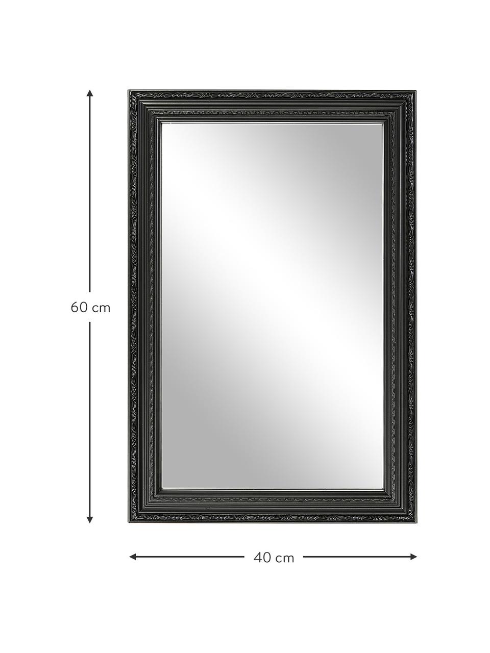 Barock-Wandspiegel Muriel, Rahmen: Massivholz, beschichtet, Rückseite: Mitteldichte Holzfaserpla, Spiegelfläche: Spiegelglas, Schwarz, B 40 x H 60 cm