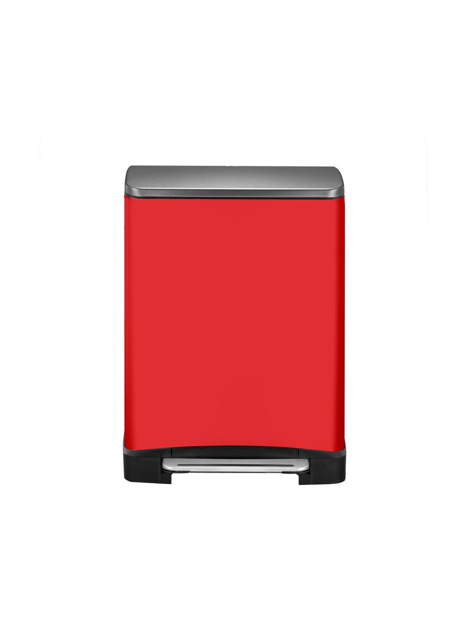 Afvalemmer Recycle E-Cube, 28 L + 18 L, Houder: staal, Rood, B 50 x H 65 cm, 28 L + 18 L