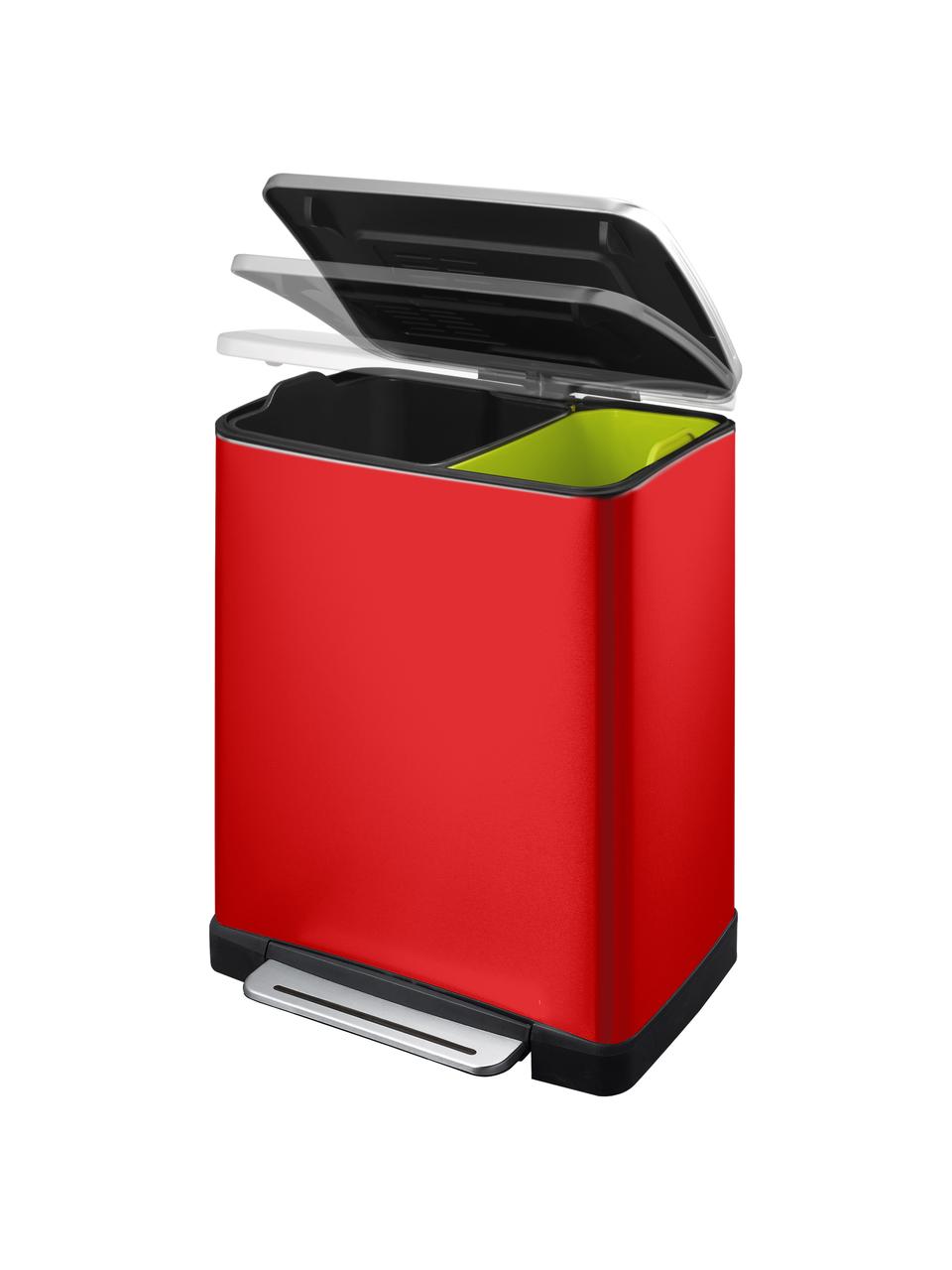 Papelera Recycle E-Cube, 28 L+18 L, Recipiente: acero, Rojo, An 50 x Al 65 cm, 28 L+18 L