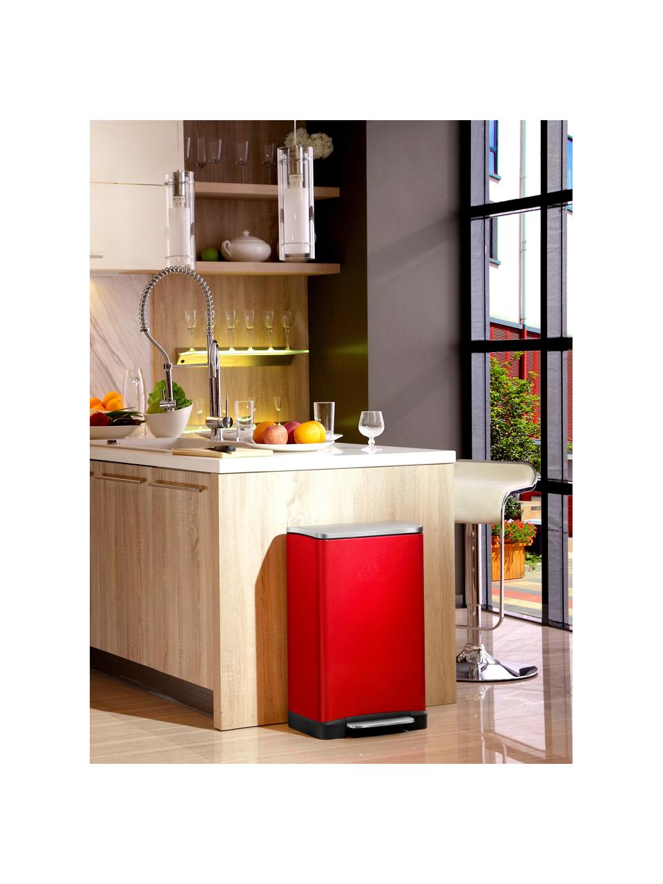 Pattumiera Recycle E-Cube, 28 L + 18 L, Contenitore: acciaio, Rosso, Larg. 50 x Alt. 65 cm, 28 L + 18 L