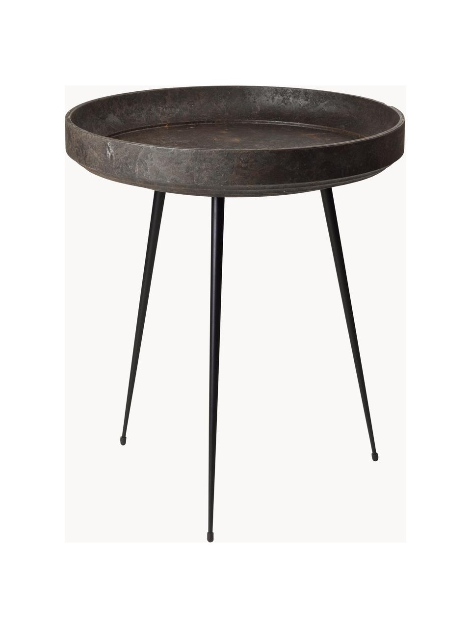 Kulatý odkládací stolek z dubového dřeva Bowl, ručně vyrobený, Dubové dřevo, tmavě hnědě lakované, Ø 46 cm, V 55 cm