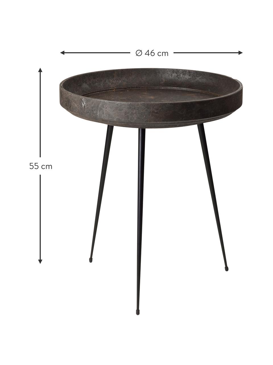 Ronde bijzettafel Bowl van eikenhout, handgemaakt, Tafelblad: eikenhout, FSC-gecertific, Eikenhout, donkerbruin gelakt, Ø 46 x H 55 cm