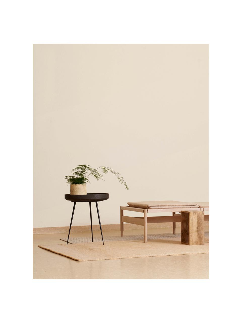 Table d'appoint en bois de chêne artisanale Bowl, Bois de chêne, brun foncé laqué, Ø 46 x haut. 55 cm