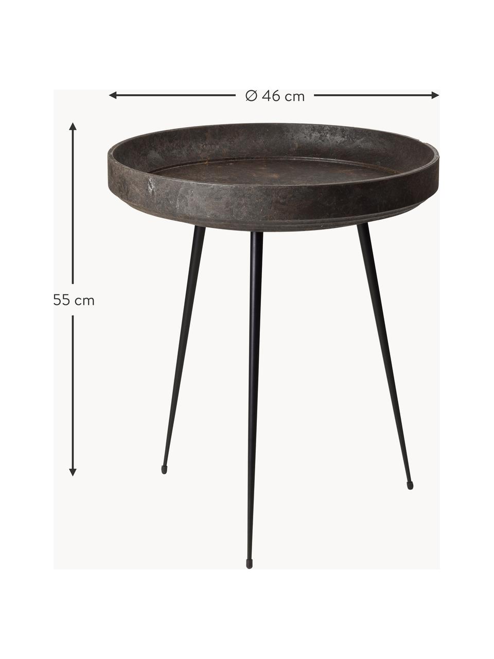 Okrúhly odkladací stolík z dubového dreva Bowl, Dubové drevo, tmavohnedá lakovaná, Ø 46 x V 55 cm