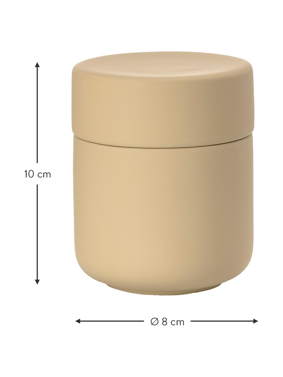 Aufbewahrungsdose Ume aus Steingut, Steingut überzogen mit Softtouch-Oberfläche (Kunststoff), Sandfarben, Ø 8 x H 10 cm