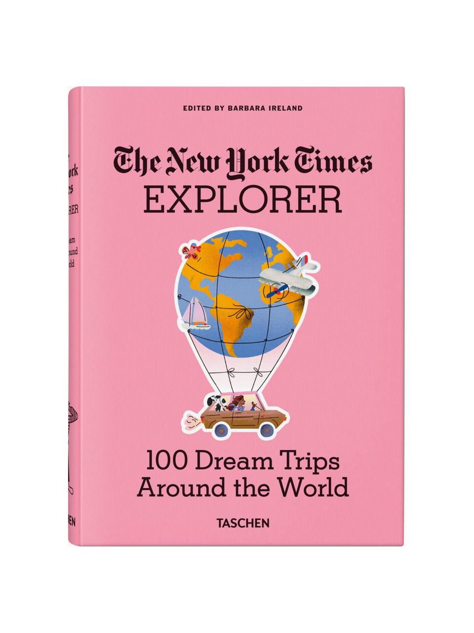 Ilustrovaná kniha The New York Times Explorer -100 Trips Around the World (Anglicky), Papír, Růžová, více barev, Š 17 cm, D 24 cm