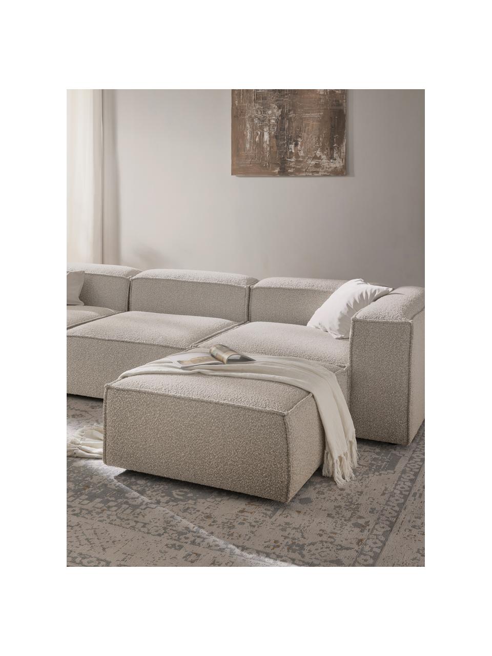 Sofa-Hocker Lennon aus Bouclé, Bezug: Bouclé (100 % Polyester) , Gestell: Massives Kiefernholz, Spe, Füße: Kunststoff Dieses Produkt, Bouclé Off White, B 88 x T 88 cm