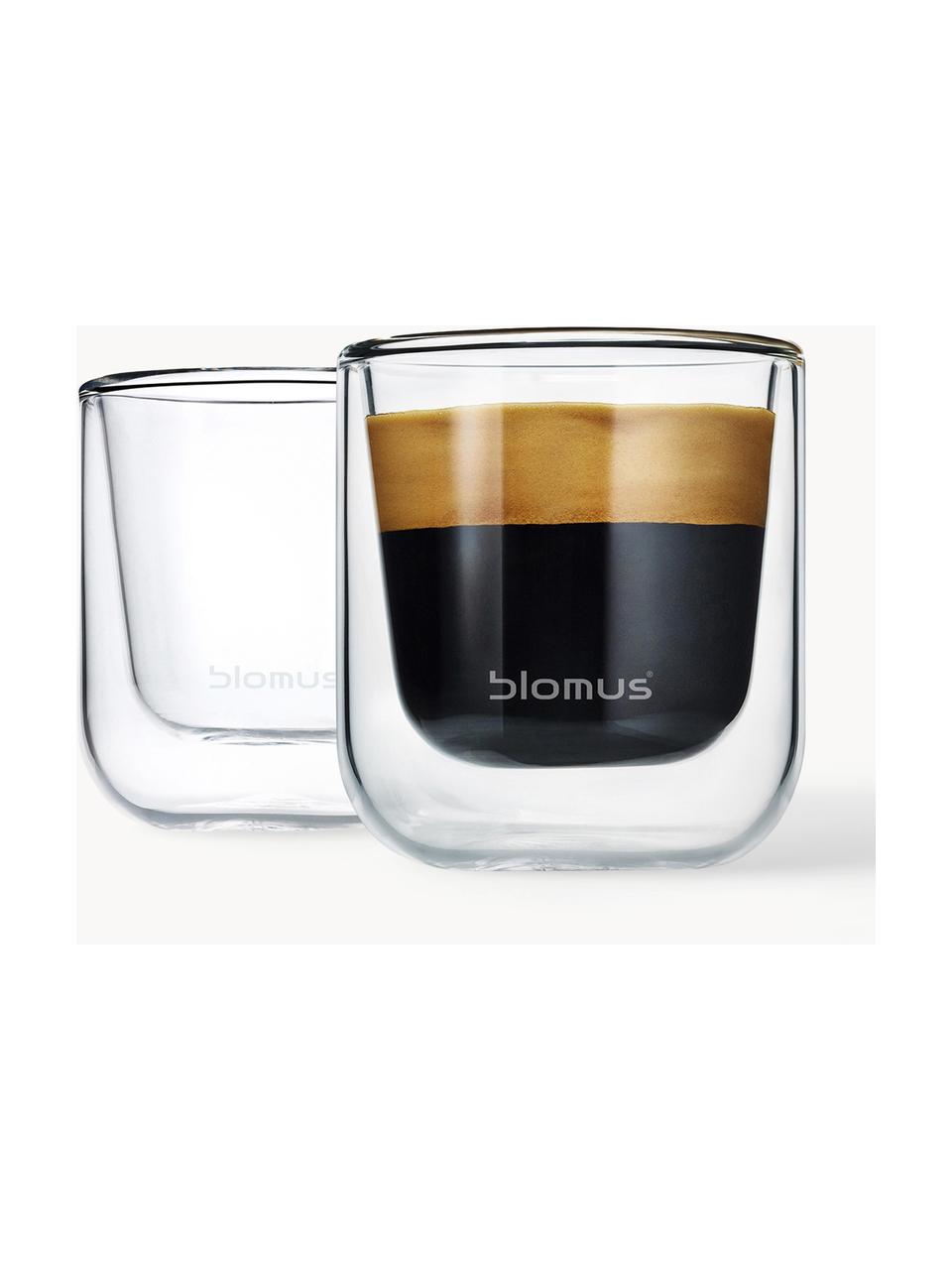 Doppelwandige Glas-Espressobecher Nero, 2 Stück, Glas, Transparent, Ø 6 x H 7 cm, 80 ml