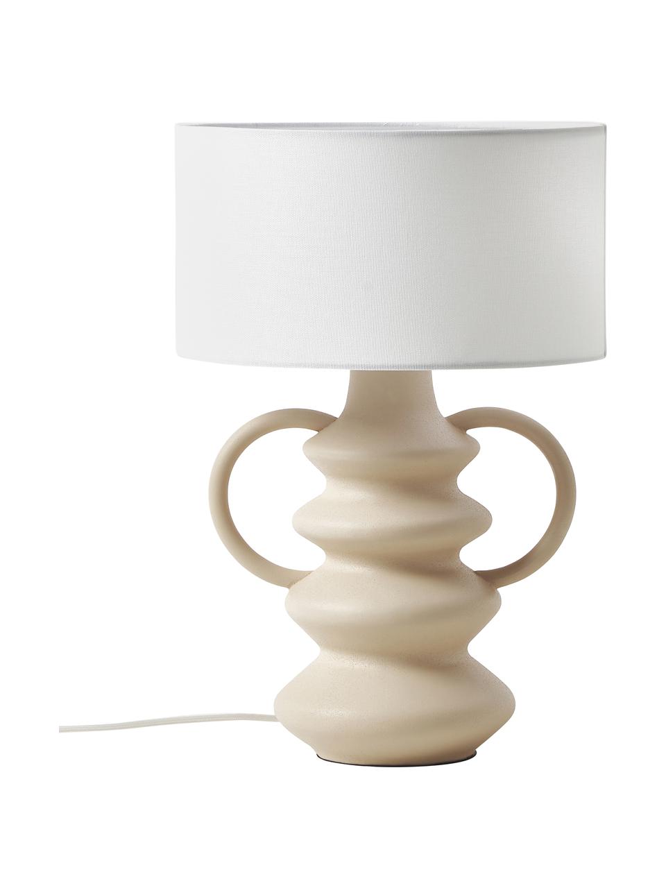 Lampe à poser de forme organique Luivi, Blanc crème, beige, Ø 32 x haut. 47 cm