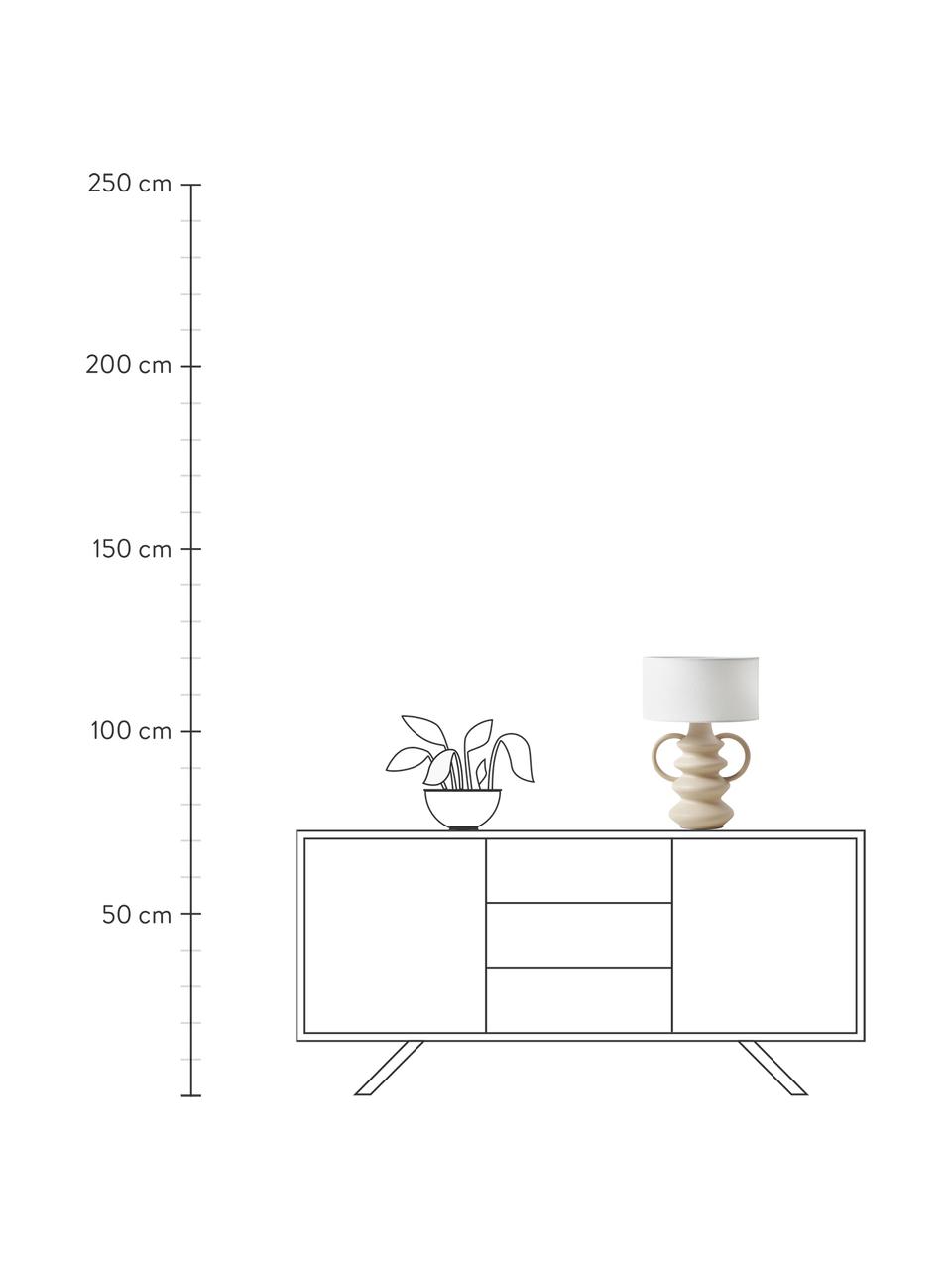 Tischlampe Luvi in organischer Form, Lampenschirm: Leinen, Cremeweiß, Beige, Ø 32 x H 47 cm