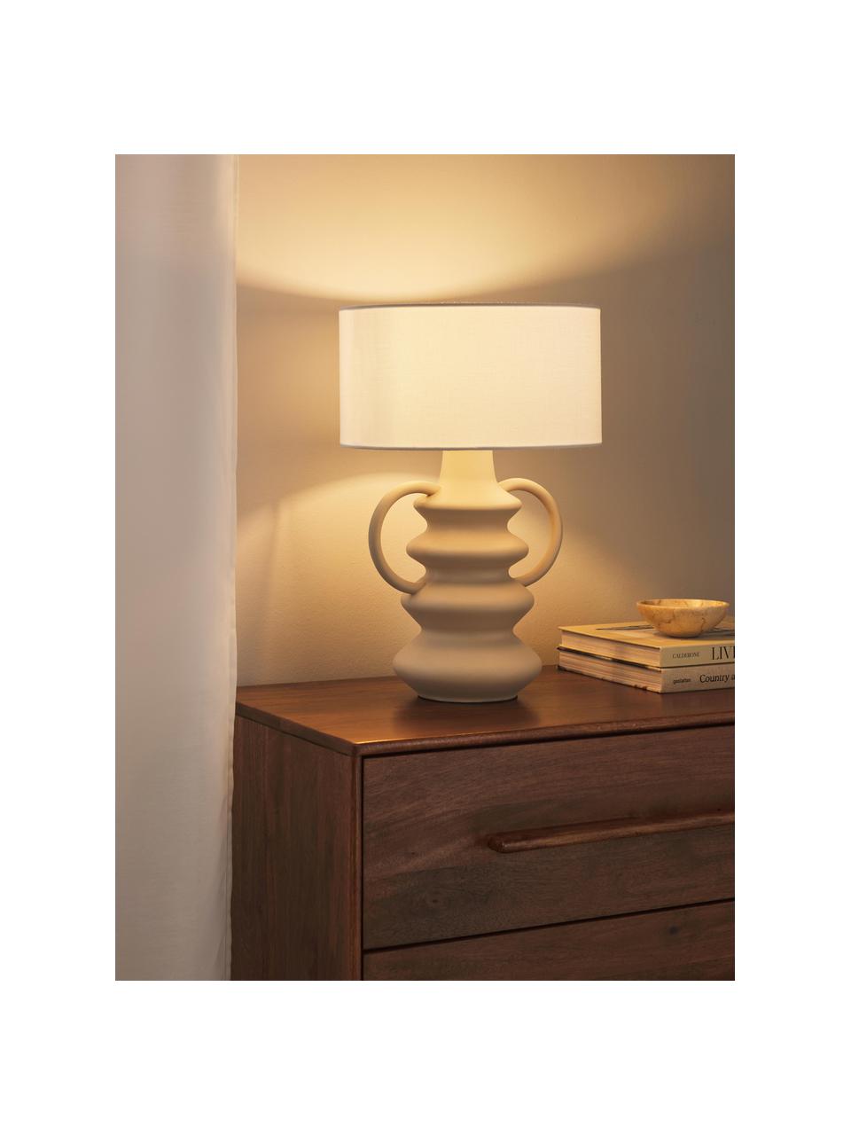 Lampa stołowa Luvi, Biały, beżowy, Ø 32 x W 47 cm