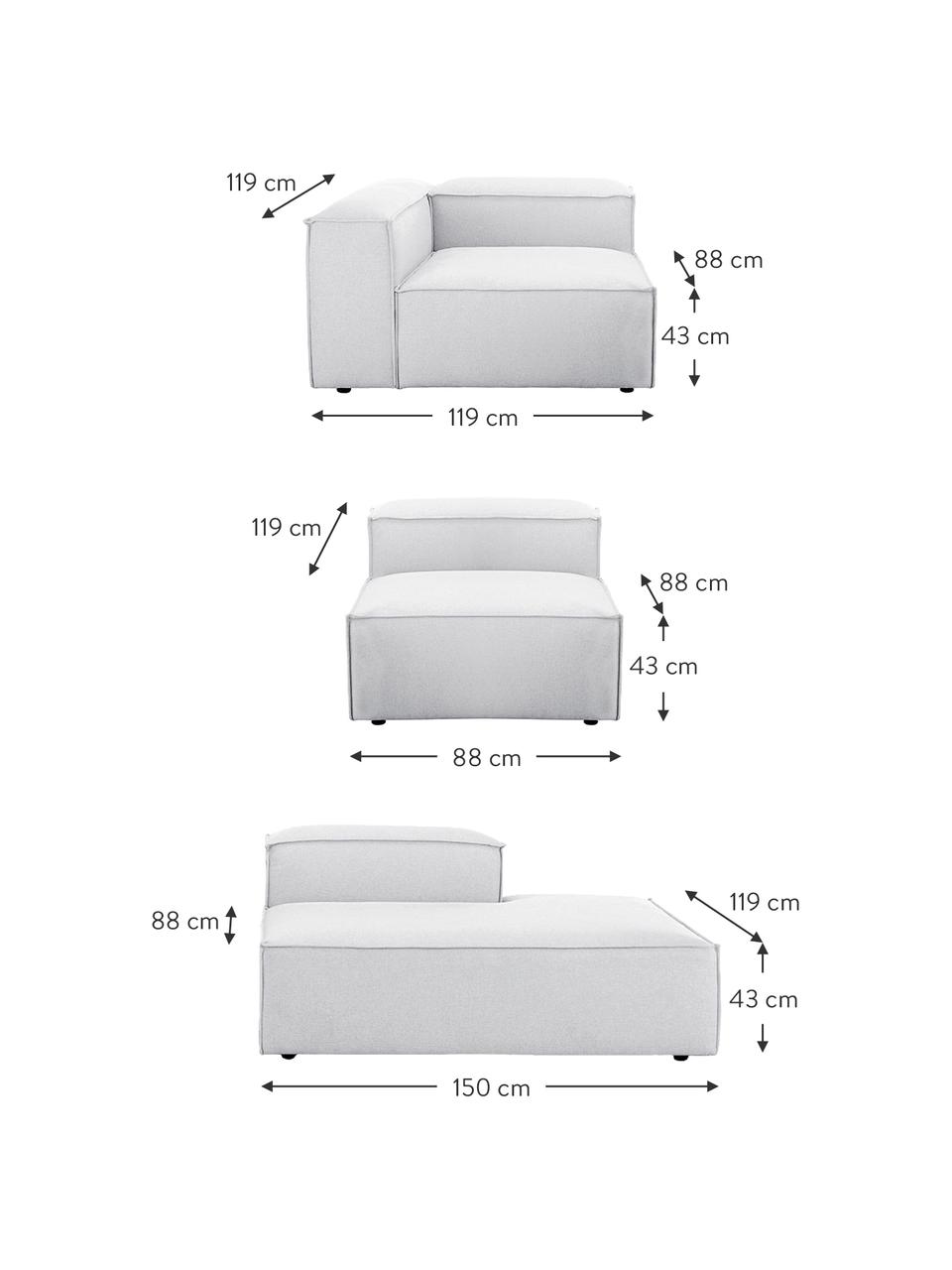 Méridienne modulable XL Lennon, Tissu gris clair, larg. 357 x prof. 119 cm, dossier à droite