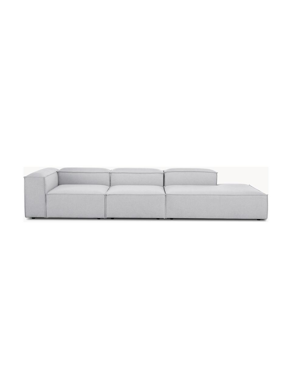 Modulare XL-Ottomane Lennon, Bezug: 100 % Polyester Der strap, Gestell: Massives Kiefernholz FSC-, Füße: Kunststoff, Webstoff Grau, B 357 x T 119 cm, Rückenlehne links