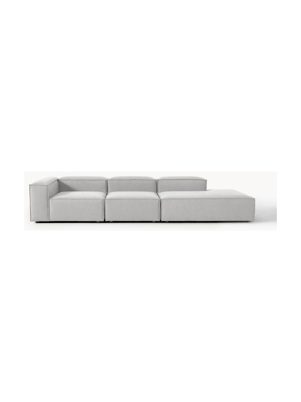 Modulaire XL chaise longue Lennon, Bekleding: 100% polyester De slijtva, Frame: massief grenenhout, multi, Poten: kunststof Dit product is , Geweven stof grijs, B 357 x D 119 cm, armleuning rechts