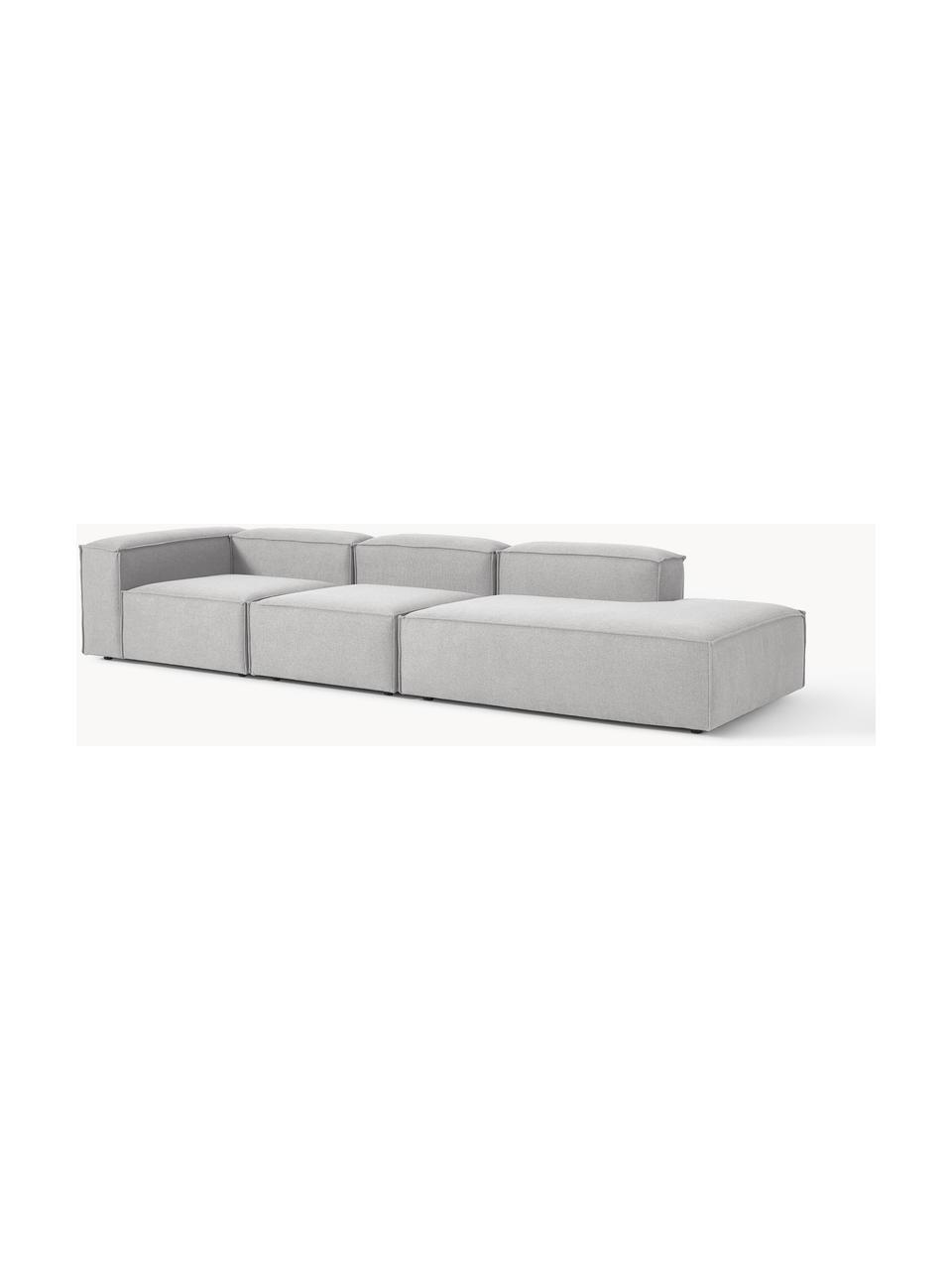 Modulaire XL chaise longue Lennon, Bekleding: 100% polyester De slijtva, Frame: massief grenenhout, multi, Poten: kunststof Dit product is , Geweven stof grijs, B 357 x D 119 cm, armleuning rechts