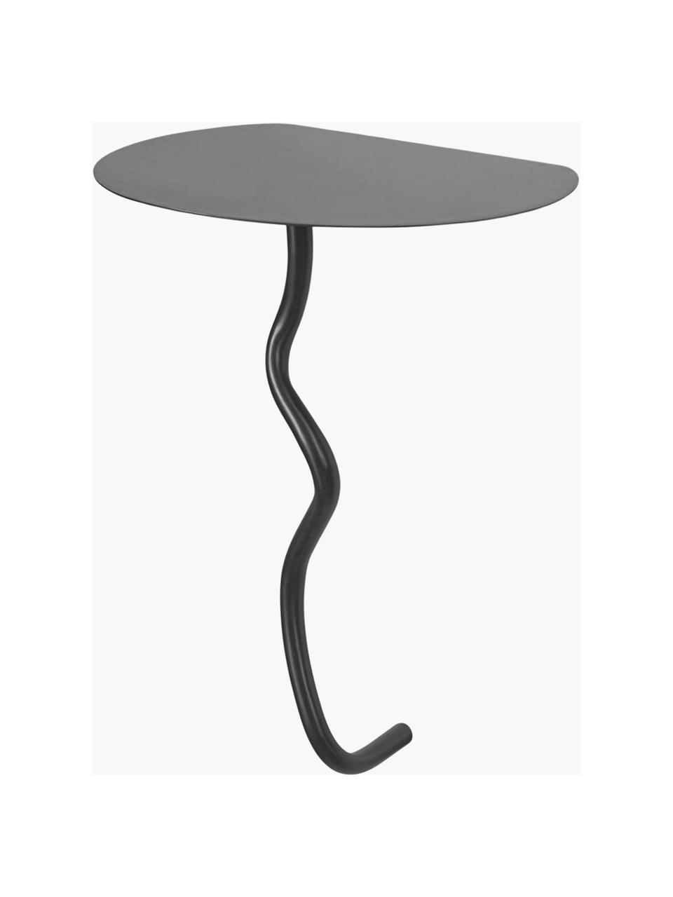 Table d'appoint murale en laiton Curvature, Laiton, enduit, Noir, mat, larg. 30 x haut. 44 cm