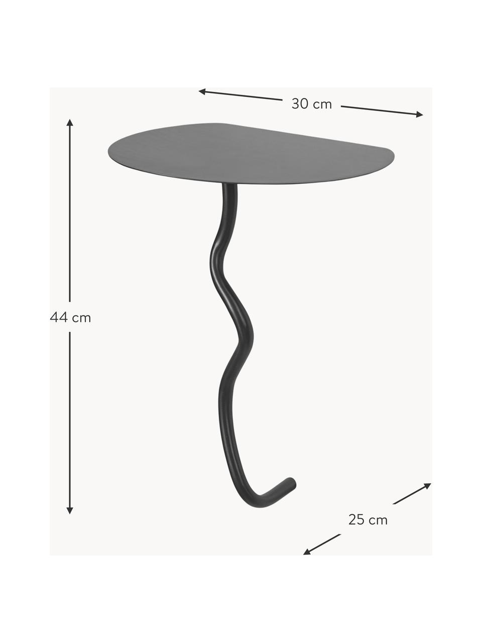 Table d'appoint murale en laiton Curvature, Laiton, enduit, Noir, mat, larg. 30 x haut. 44 cm