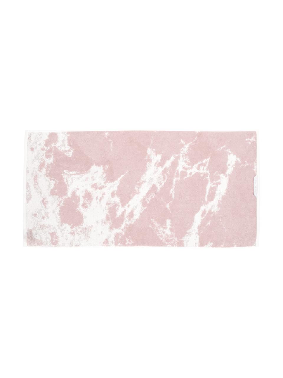 Handdoekenset Malin met marmer print, 3-delig, Roze, crèmewit, met marmer print, Set met verschillende formaten