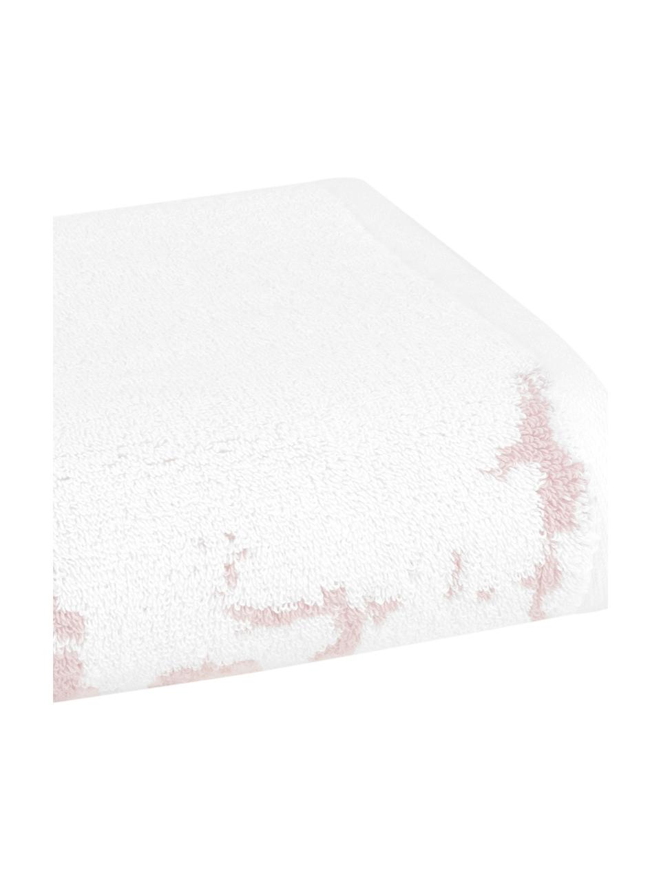 Set de toallas con estampado mármol Marmo, 3 uds., Rosa, blanco crema, Set de diferentes tamaños