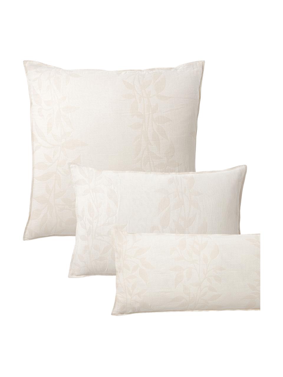Musselin-Wendekopfkissenbezug Jasmina mit floralem Muster, Webart: Musselin Fadendichte 205 , Beige, B 40 x L 80 cm