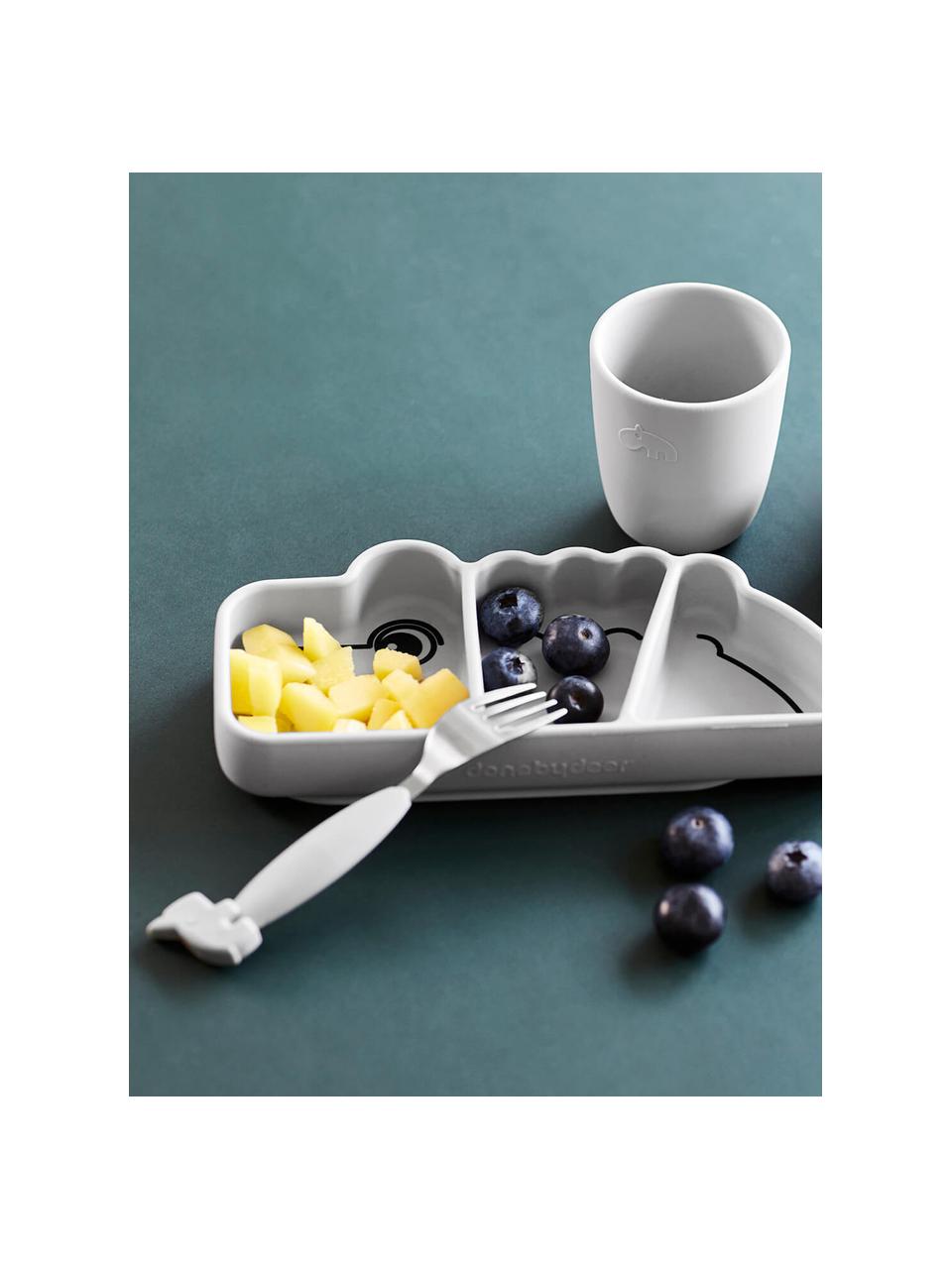 Snack-Teller Croco mit Stick & Stay Funktion, 100 % Silikon, BPA-frei, Hellgrau, B 21 x H 3 cm