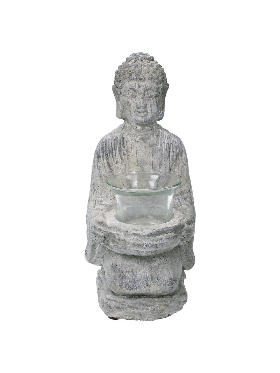 Teelichthalter Buddha, Grau, 12 x 22 cm