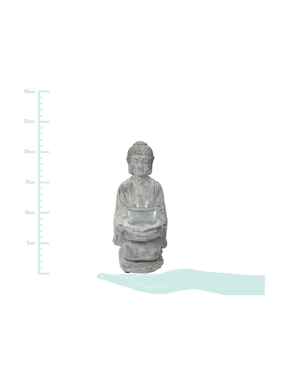 Świecznik Buddha, Szary, S 12 x W 22 cm