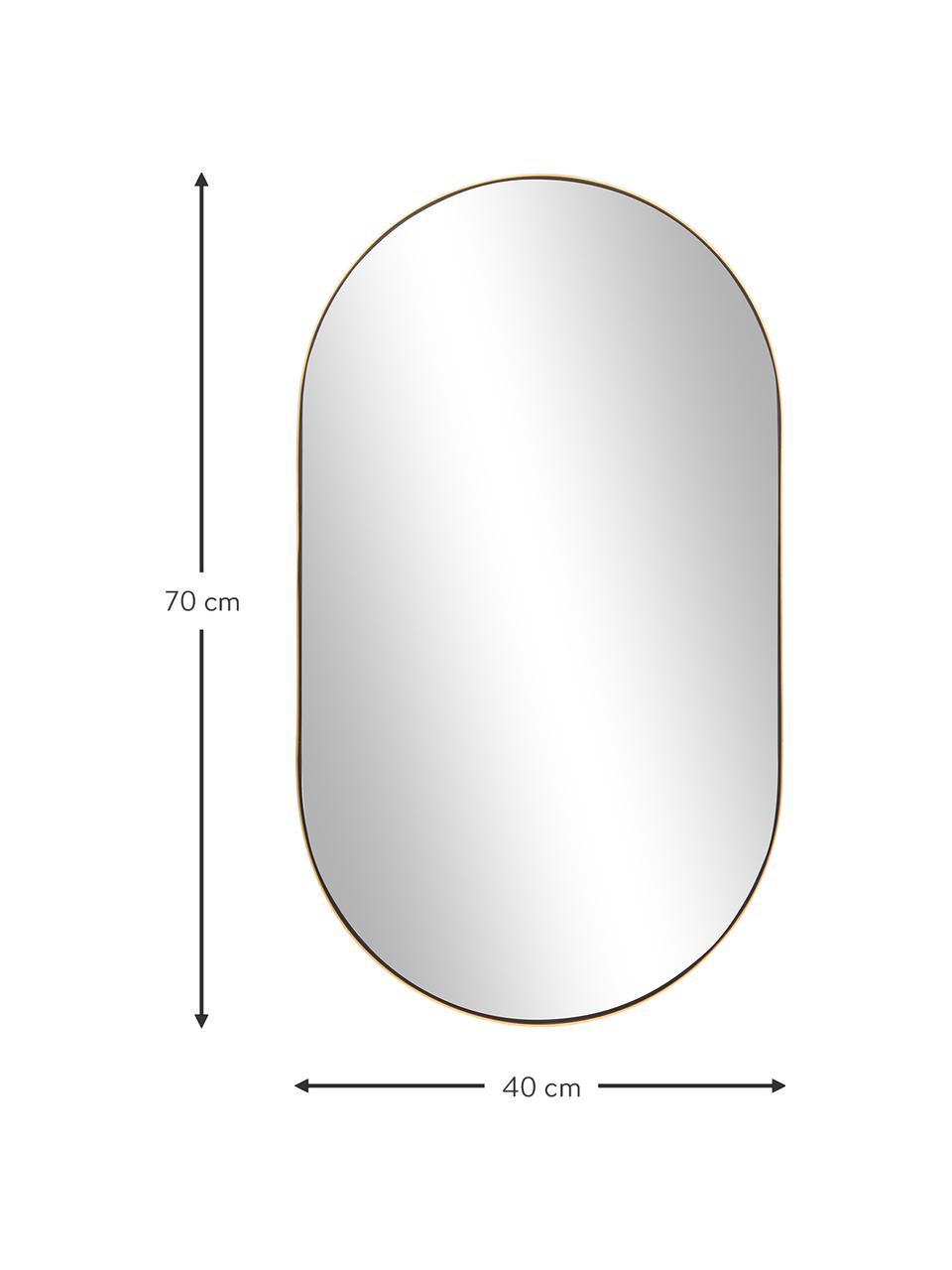 Espejo de pared ovalado de metal Lucia, Espejo: cristal, Parte trasera: tablero de fibras de dens, Dorado, An 40 x Al 70 cm