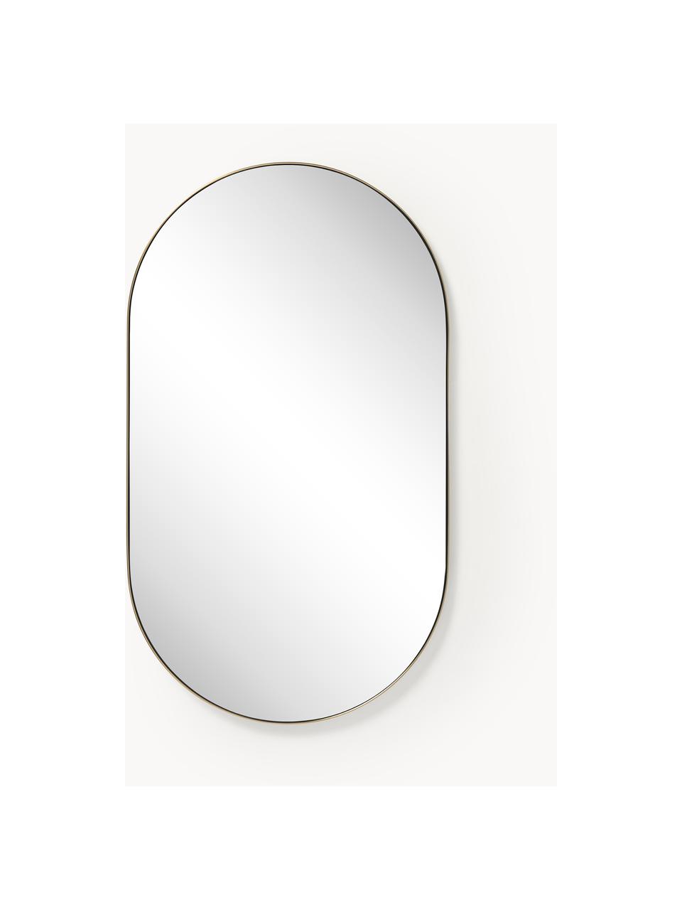 Specchio ovale da parete Lucia, Cornice: metallo, Superficie dello specchio: lastra di vetro, Retro: pannello di fibra a media, Dorato, Larg. 40 x Alt. 70 cm