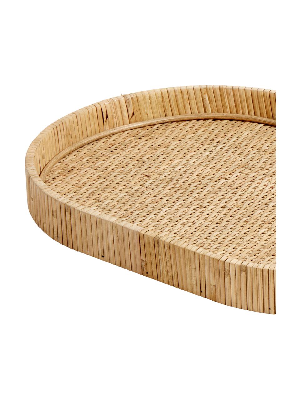 Ovale Serviertabletts Fuji in verschiedenen Grössen, 2er-Set, 50% Rattan, 50% Sperrholz, Hellbraun, Set mit verschiedenen Grössen