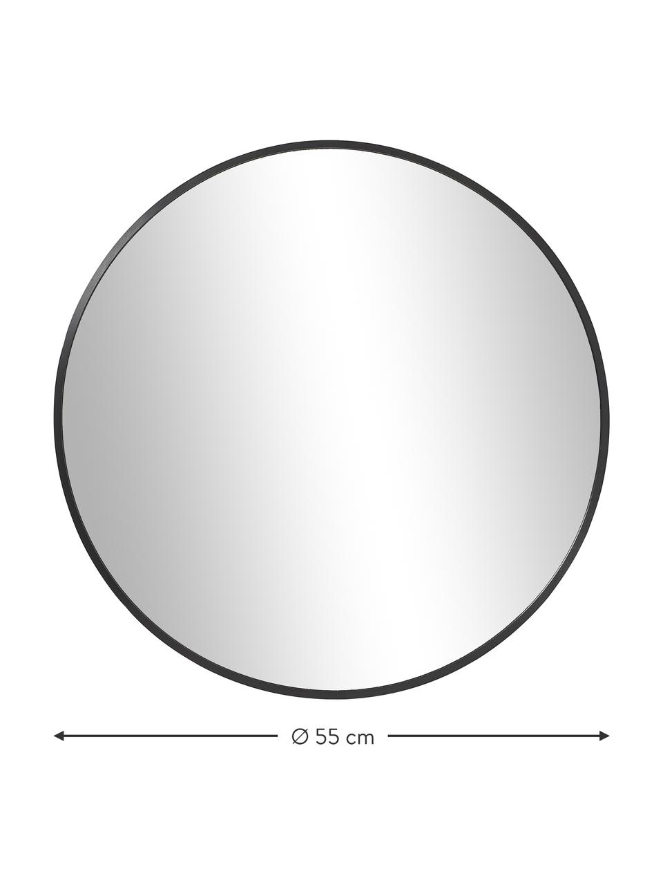 Ronde wandspiegel Ida, Lijst: gecoat metaal, Zwart, Ø 55 cm