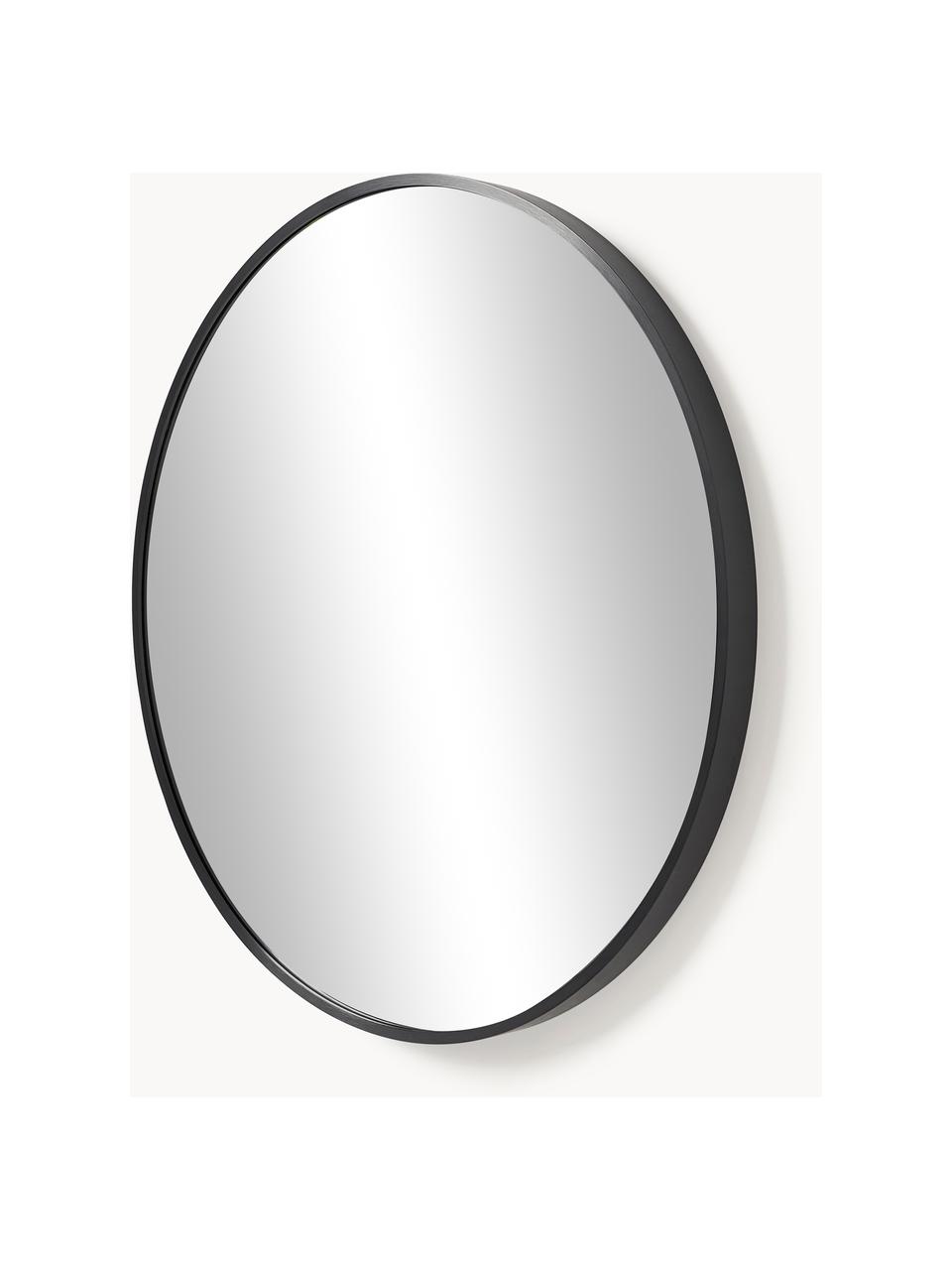 Specchio rotondo da parete Ida, Cornice: alluminio rivestito, Retro: pannello di fibra a media, Superficie dello specchio: lastra di vetro Questo pr, Nero, Ø 55 cm