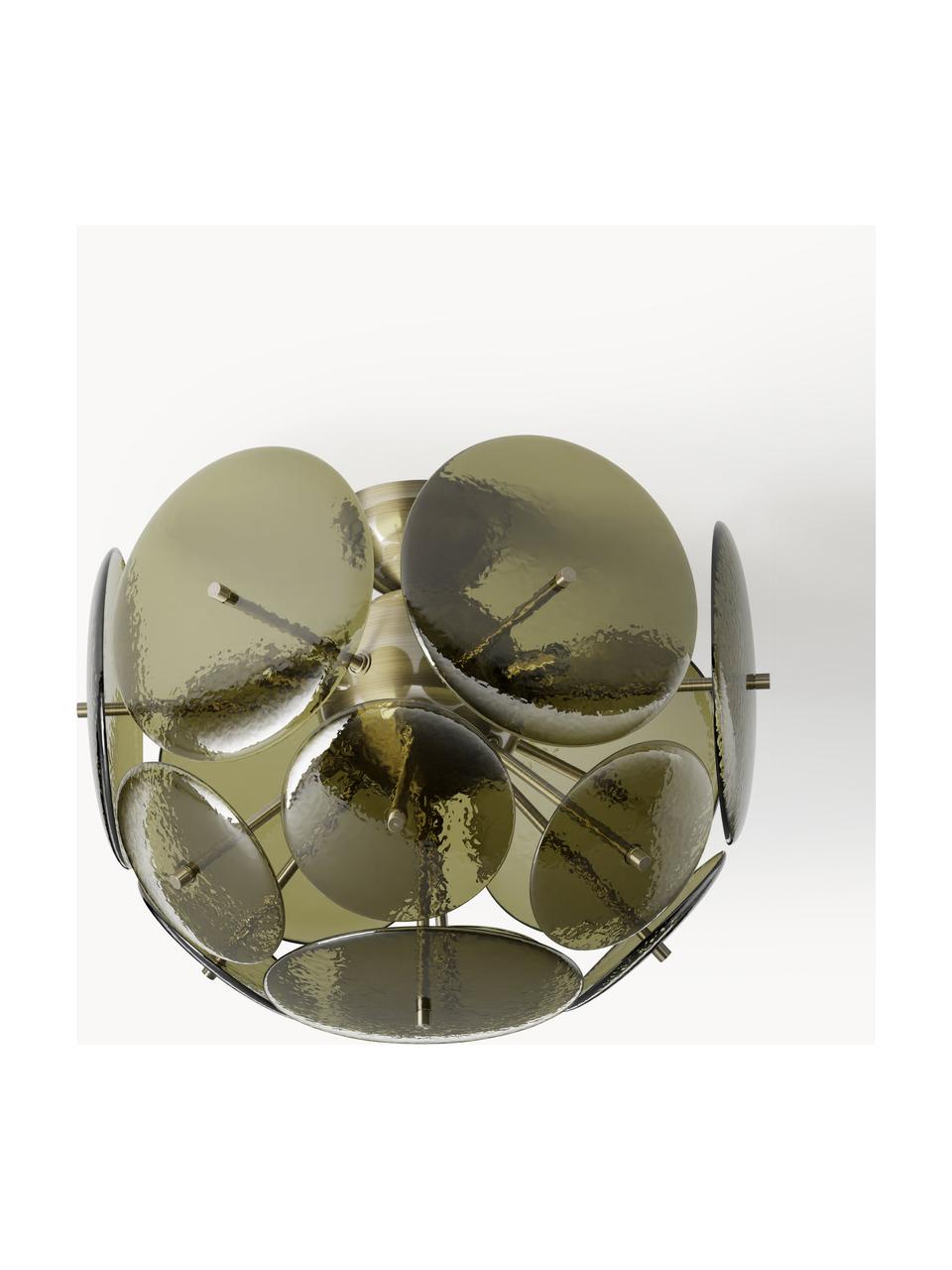 Lampa sufitowa ze szkła Mireille, Oliwkowy zielony, odcienie złotego, Ø 40 x 36 cm