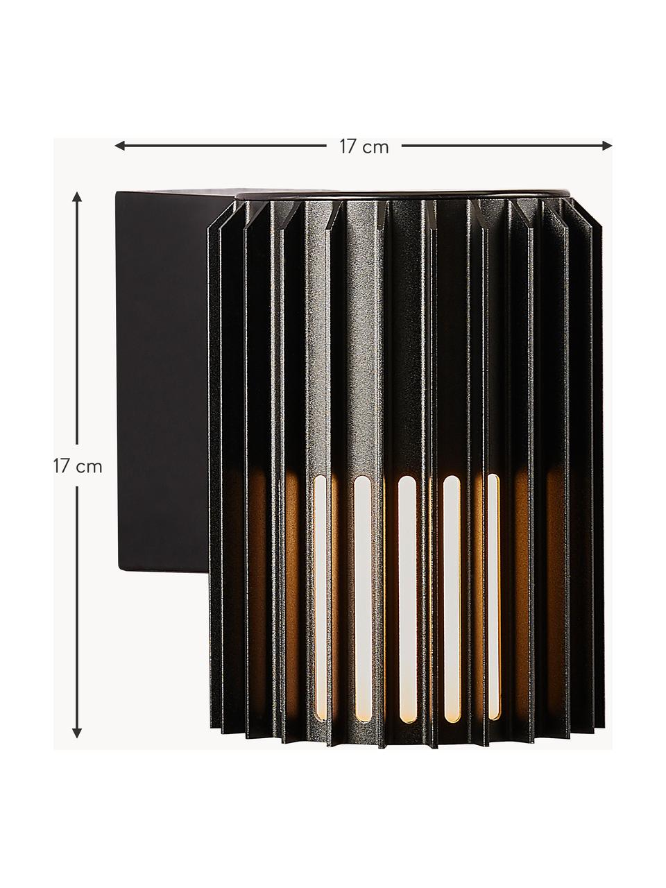 Aplique para exterior Aludra, Anclaje: metal recubierto, Negro, blanco opalino, An 12 x Al 17 cm