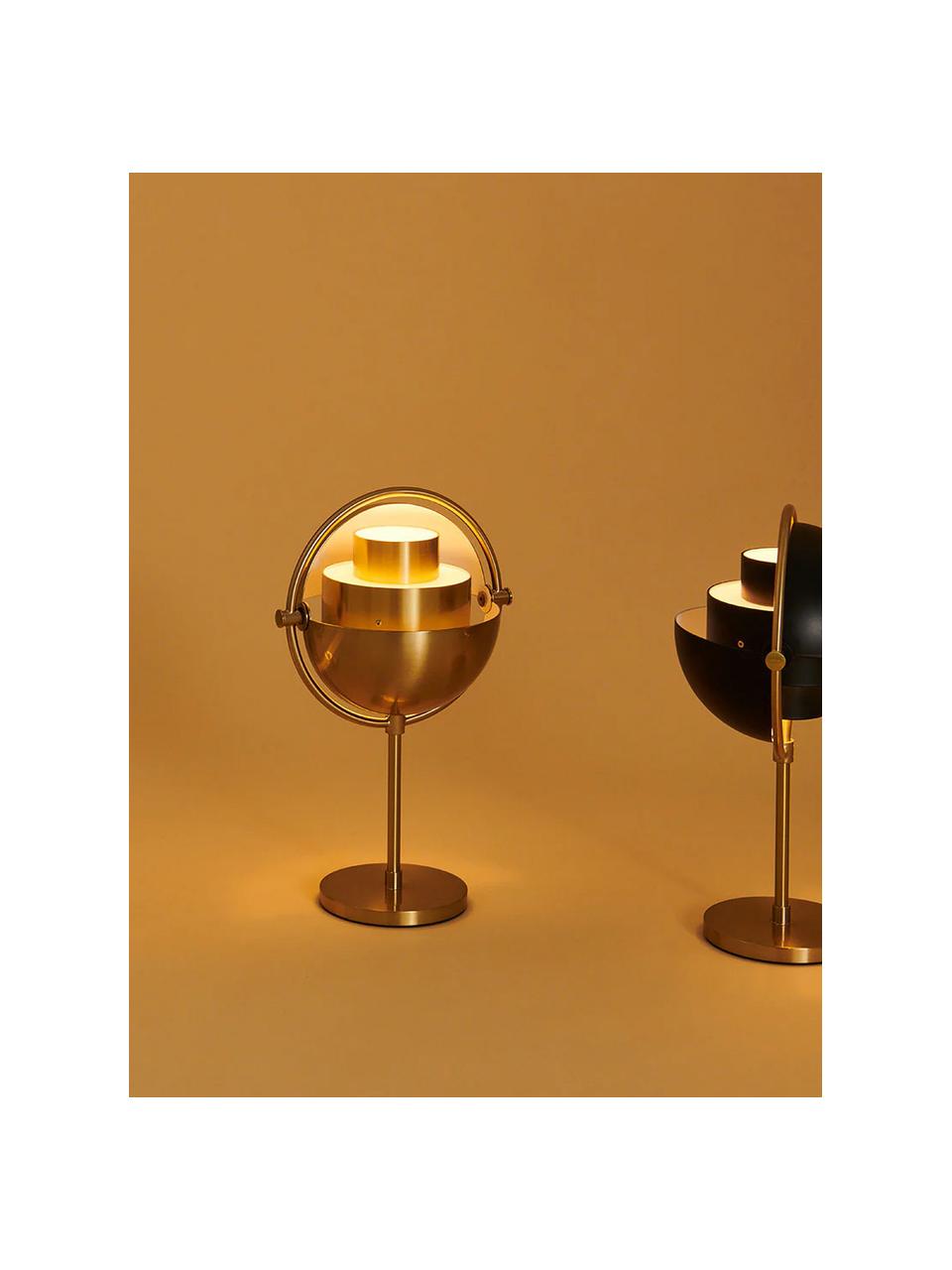Lámpara de mesa regulable con USB Multi-Lite, portátil, Aluminio recubierto, Dorado brillante, Ø 15 x Al 30 cm