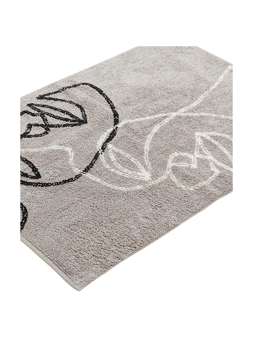 Alfombra de algodón Visage, 100% algodón ecológico, Gris, negro, blanco, An 90 x L 120 cm (Tamaño XS)