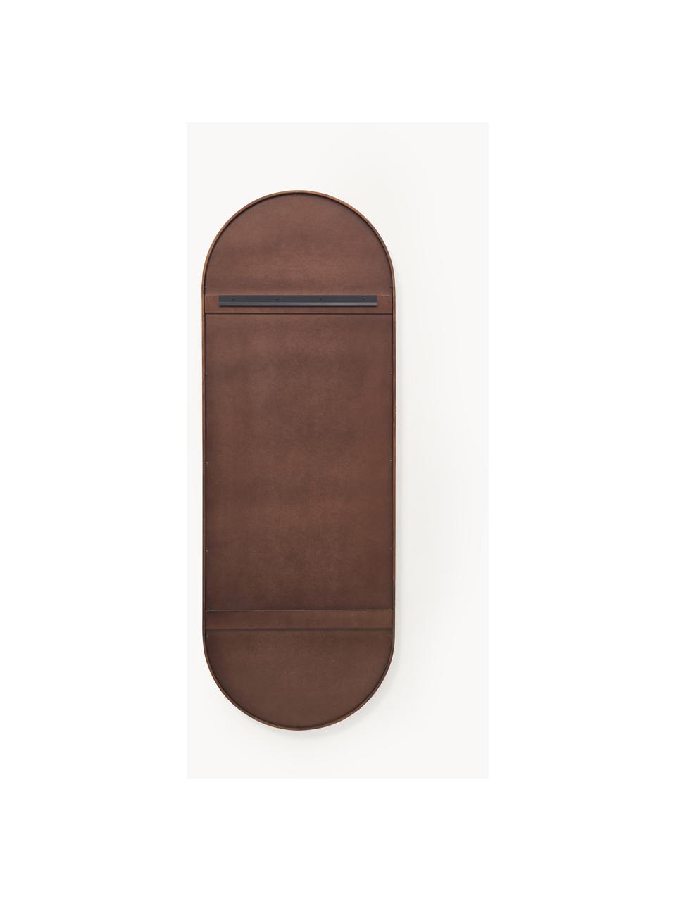 Specchio ovale da parete con appendiabiti Ali, Cornice: legno di mango, Superficie dello specchio: lastra di vetro, Retro: pannelli di fibra a media, Marrone, dorato, Larg. 130 x Alt. 155 cm