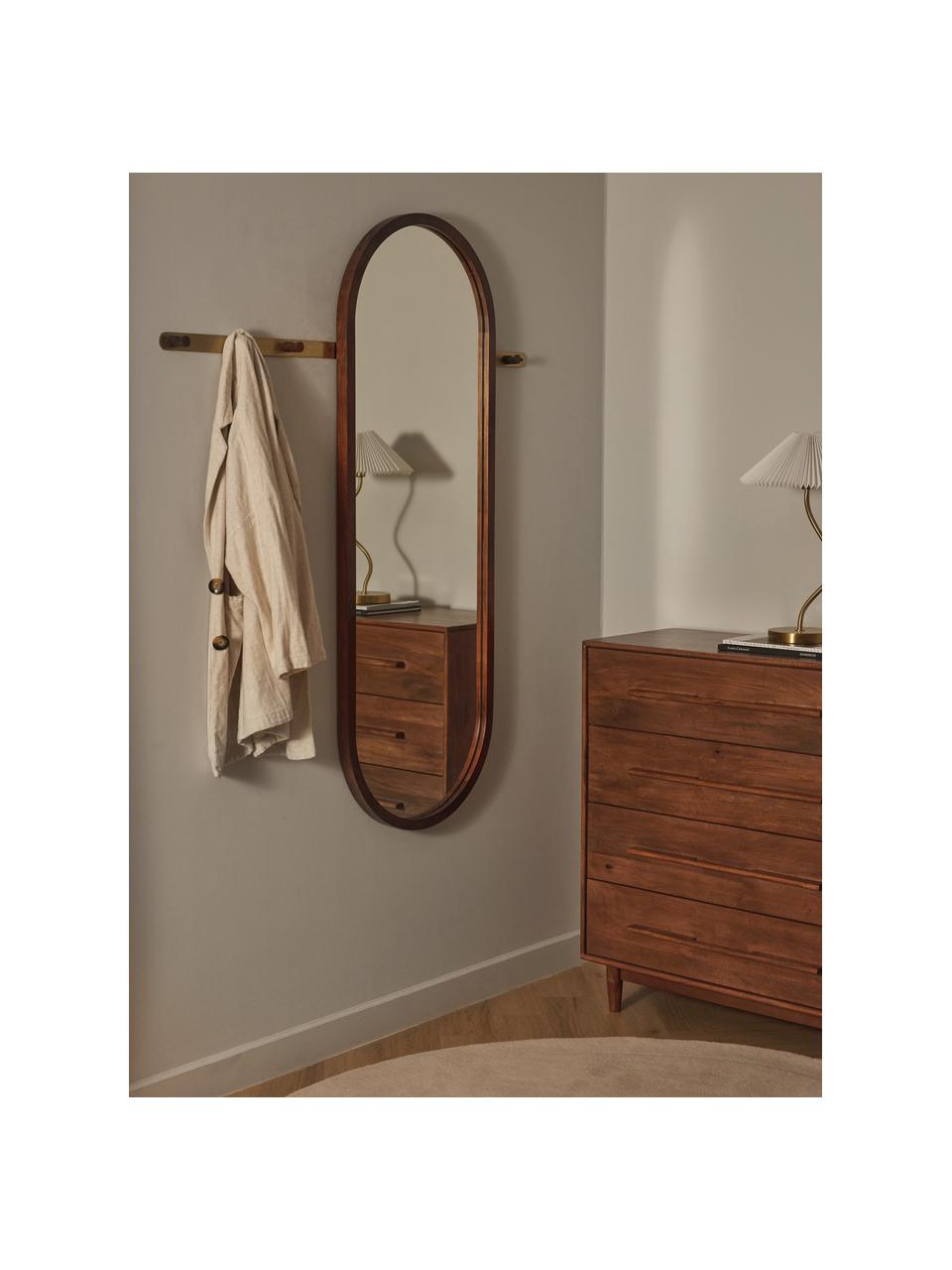 Espejo Pared Decorativo Redondo Pequeño con Perchero Madera Marron y  Colgador Blanco 24 cm