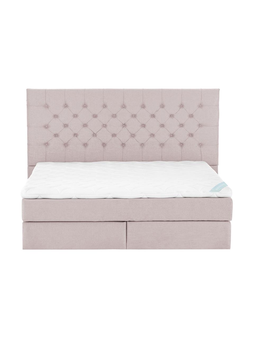 Premium Boxspringbett Phoebe, Matratze: 7-Zonen-Taschenfederkern , Füße: Massives Buchenholz, lack, Altrosa, 140 x 200 cm