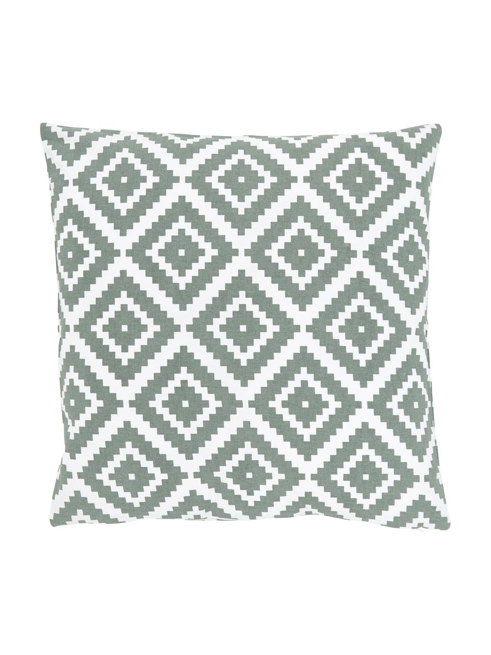 Housse de coussin 45x45 imprimé graphique Miami, 100 % coton, Vert, larg. 45 x long. 45 cm