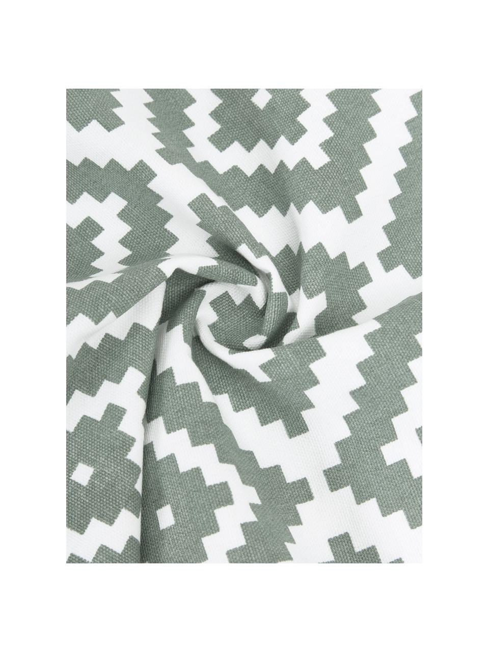 Povlak na polštář s grafickým vzorem Miami, 100 % bavlna, Šalvějově zelená, bílá, Š 45 cm, D 45 cm
