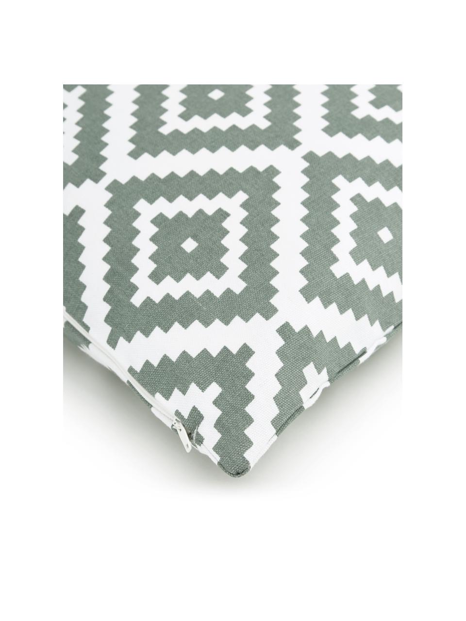 Poszewka na poduszkę Miami, 100% bawełna, Szałwiowy zielony, biały, S 45 x D 45 cm
