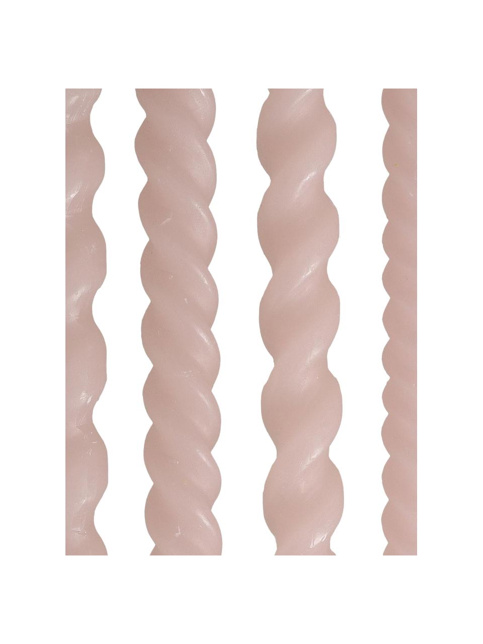 Steekkaarsen Spiral, set van 4, Was, Lichtroze, H 31 cm
