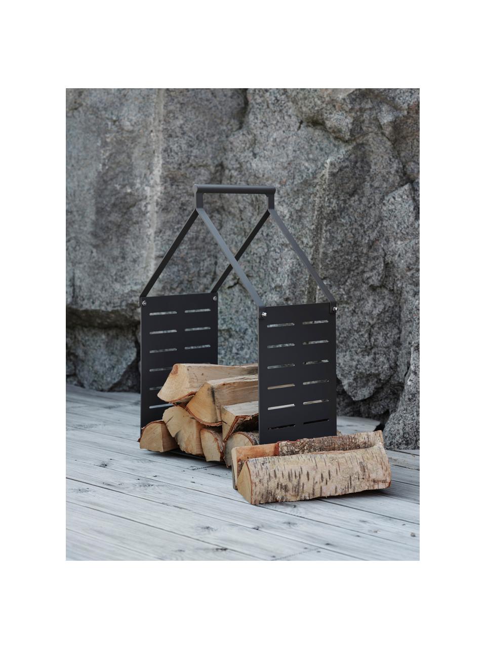 Kovový kôš na drevo Belfort, Potiahnutý hliník, Čierna, Š 40 x H 24 cm