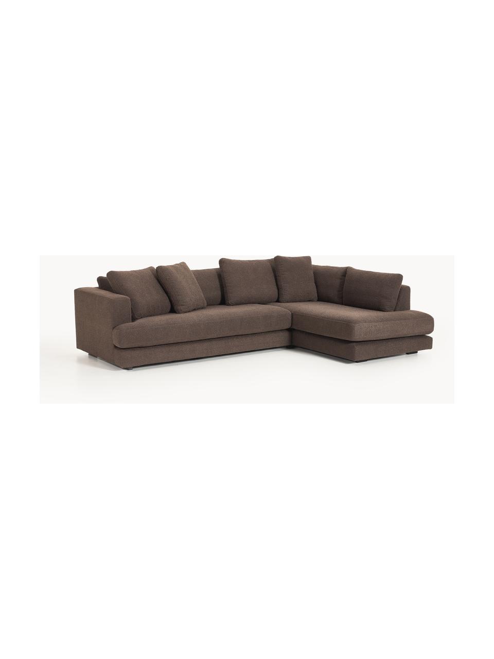 Bouclé-Ecksofa Tribeca, Bezug: Bouclé (93 % Polyester, 6, Gestell: Buchenholz, Kiefernholz, , Bouclé Dunkelbraun, B 274 x T 192 cm, Eckteil rechts