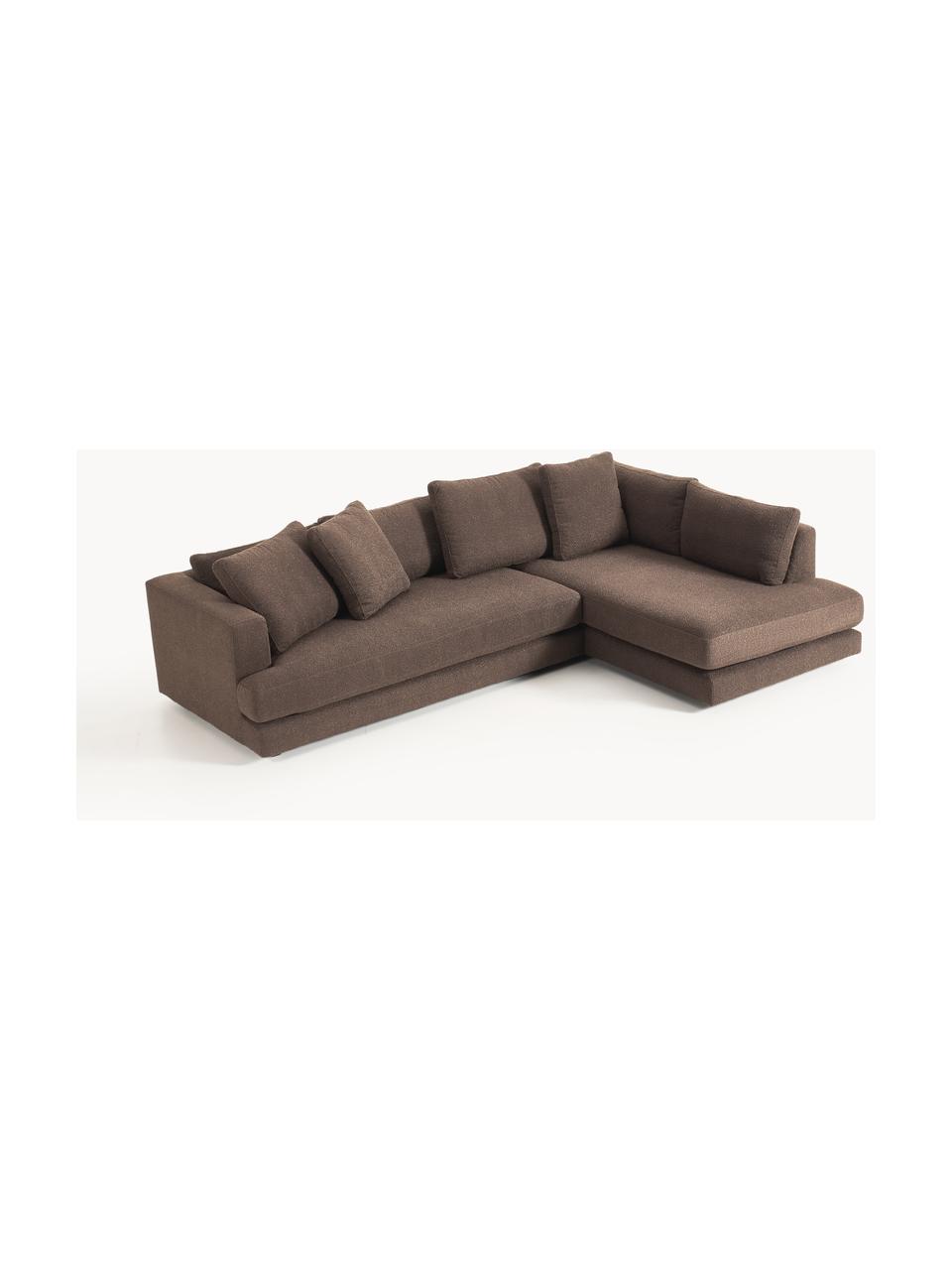 Bouclé-Ecksofa Tribeca, Bezug: Bouclé (93 % Polyester, 6, Gestell: Buchenholz, Kiefernholz, , Bouclé Dunkelbraun, B 274 x T 192 cm, Eckteil rechts