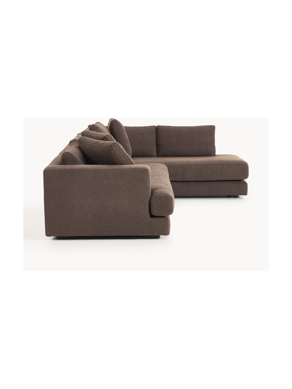 Bouclé-Ecksofa Tribeca, Bezug: Bouclé (93 % Polyester, 6, Gestell: Buchenholz, Kiefernholz, , Bouclé Dunkelbraun, B 274 x T 192 cm, Eckteil rechts