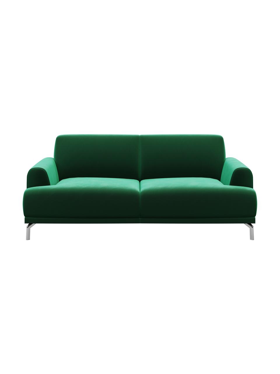 Sofá de terciopelo Puzo (2 plazas), Tapizado: 100% terciopelo de poliés, Patas: metal pintado, Verde oscuro, An 170 x F 84 cm